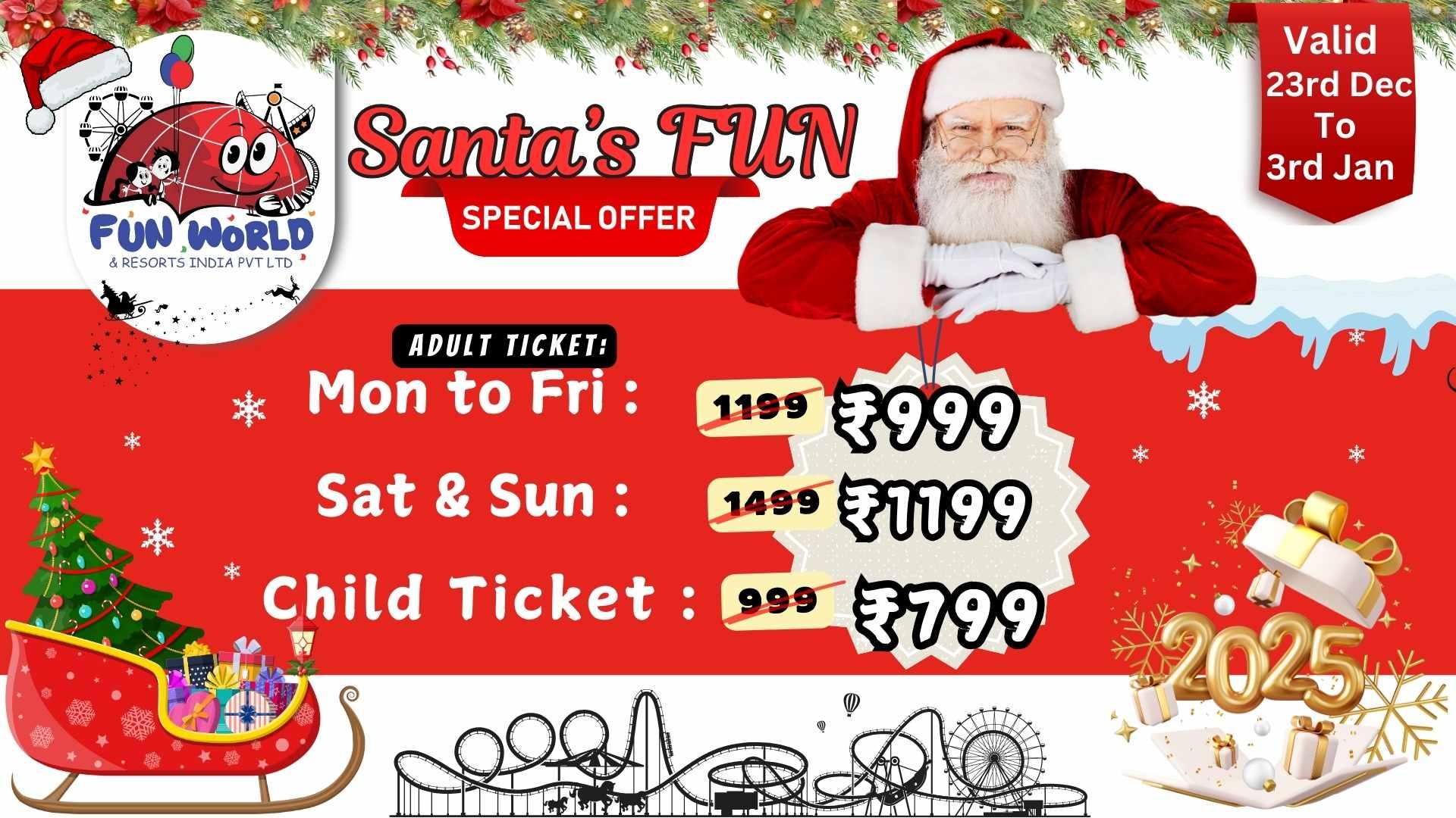 Santa’s FUN Offer – Christmas & New Year Special at Funworld Bengaluru | Book Now!